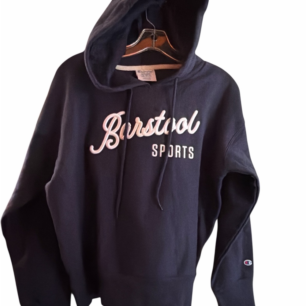 Champion Blue Hoodie with Barstool Sports Logo women’s‎ medium